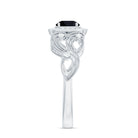 Natural Black Spinel Retro Engagement Ring with Diamond AAA - Rosec Jewels