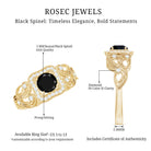 Natural Black Spinel Retro Engagement Ring with Diamond AAA - Rosec Jewels
