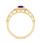 Vintage Inspired Real Amethyst Engagement Ring with Diamond AAA - Rosec Jewels