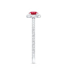 Certified Lab Grown Ruby and Diamond Halo Engagement Ring AAAA - Rosec Jewels