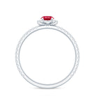 Certified Lab Grown Ruby and Diamond Halo Engagement Ring AAAA - Rosec Jewels