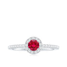 Certified Lab Grown Ruby and Diamond Halo Engagement Ring AAAA - Rosec Jewels