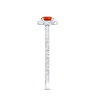 Round Fire Opal Minimal Engagement Ring with Diamond AAA - Rosec Jewels