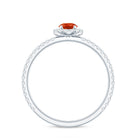 Round Fire Opal Minimal Engagement Ring with Diamond AAA - Rosec Jewels