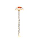 Round Fire Opal Minimal Engagement Ring with Diamond AAA - Rosec Jewels