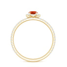 Round Fire Opal Minimal Engagement Ring with Diamond AAA - Rosec Jewels