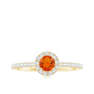 Round Fire Opal Minimal Engagement Ring with Diamond AAA - Rosec Jewels