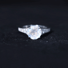 Designer Moonstone Engagement Ring with Diamond Side Stones AAA - Rosec Jewels