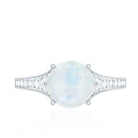 Designer Moonstone Engagement Ring with Diamond Side Stones AAA - Rosec Jewels