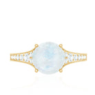 Designer Moonstone Engagement Ring with Diamond Side Stones AAA - Rosec Jewels