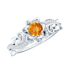 Nature Inspired Citrine Flower Engagement Ring with Diamond AAA - Rosec Jewels