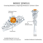 Nature Inspired Citrine Flower Engagement Ring with Diamond AAA - Rosec Jewels