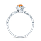 Nature Inspired Citrine Flower Engagement Ring with Diamond AAA - Rosec Jewels