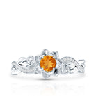 Nature Inspired Citrine Flower Engagement Ring with Diamond AAA - Rosec Jewels