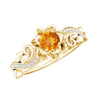 Nature Inspired Citrine Flower Engagement Ring with Diamond AAA - Rosec Jewels