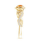 Nature Inspired Citrine Flower Engagement Ring with Diamond AAA - Rosec Jewels