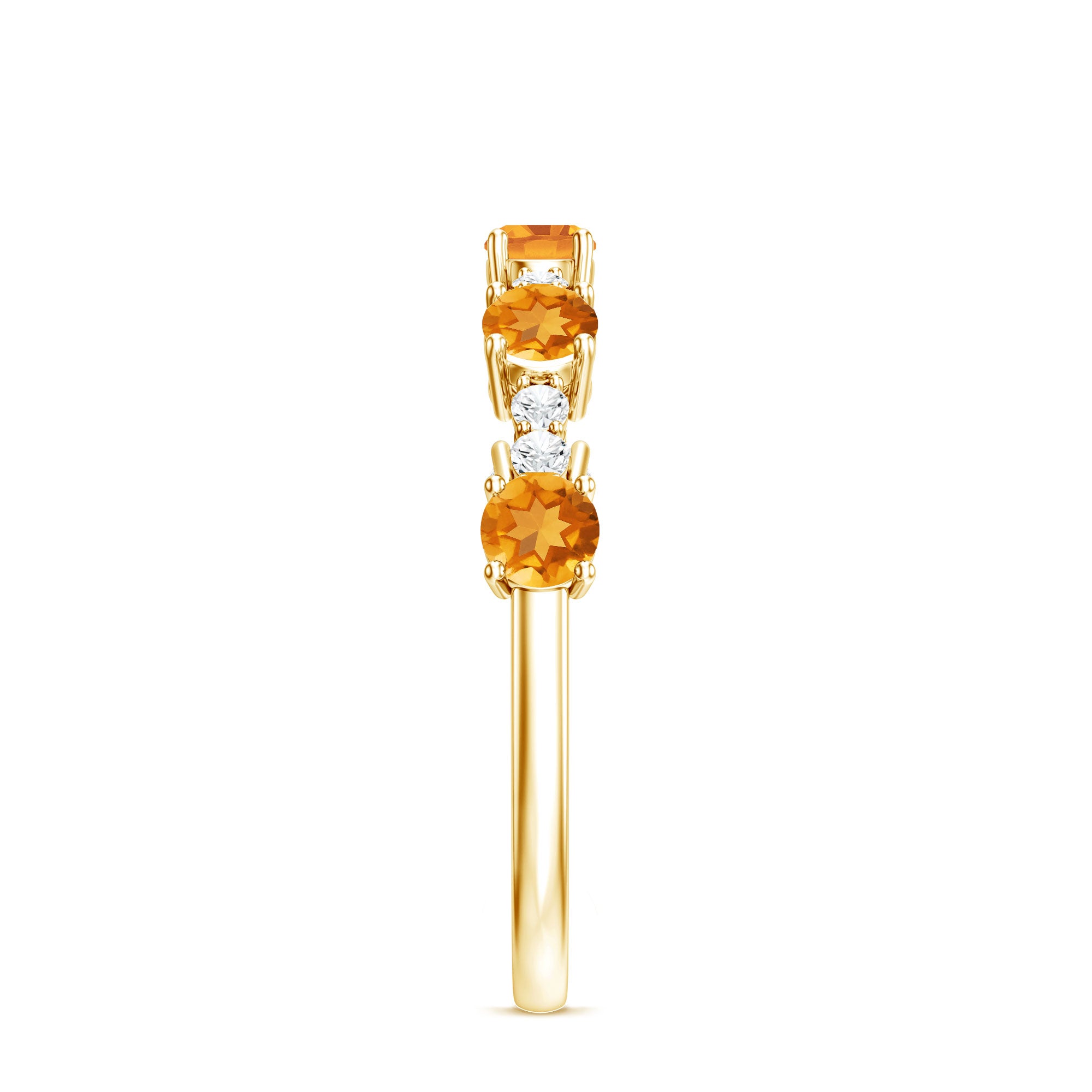 Natural Citrine Diamond Half Eternity Ring for Anniversary AAA - Rosec Jewels