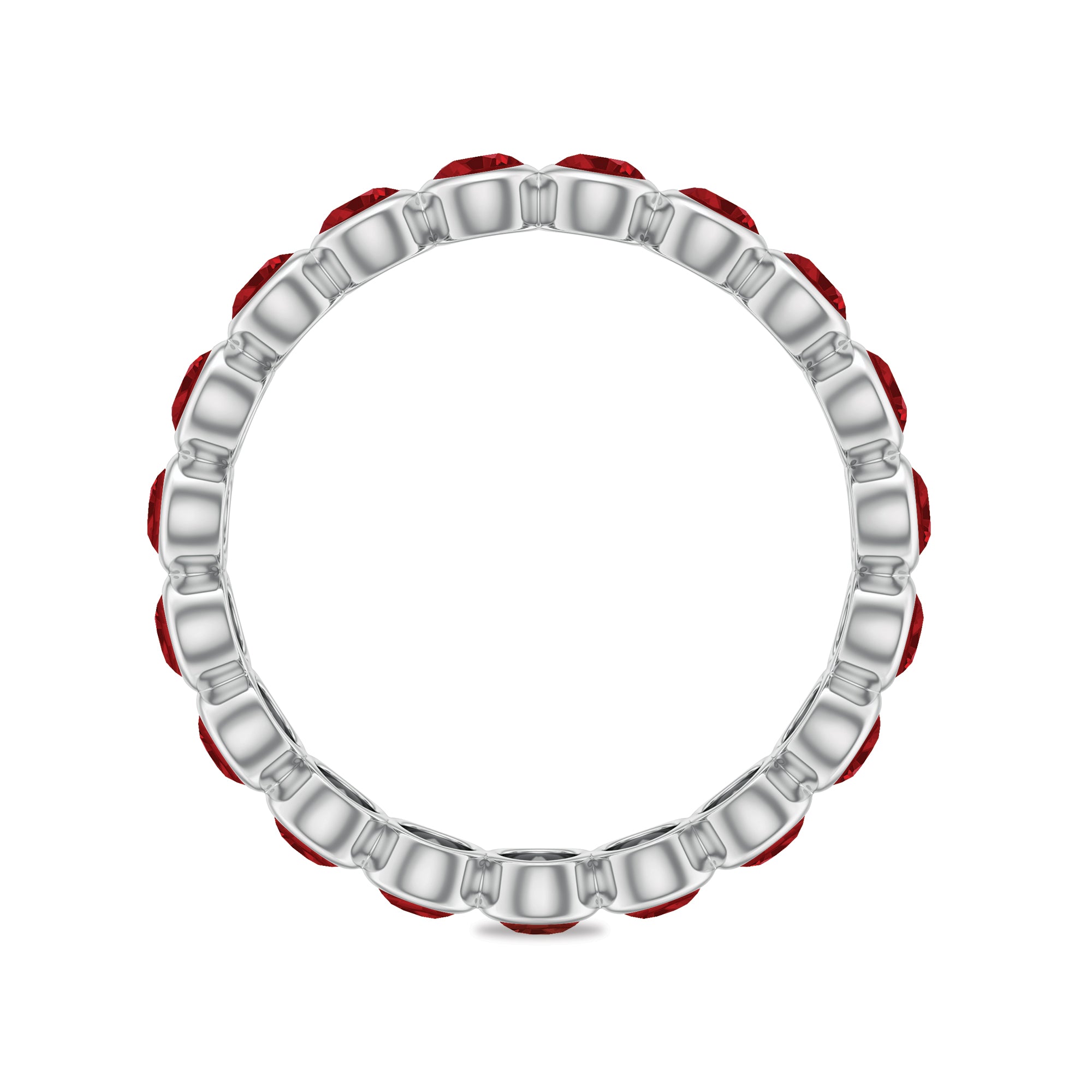 Rosec Jewels-2 CT Bezel Set Round Shape Created Ruby Eternity Ring