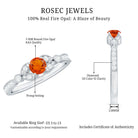 Minimal Fire Opal and Diamond Promise Ring AAA - Rosec Jewels