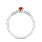 Minimal Fire Opal and Diamond Promise Ring AAA - Rosec Jewels