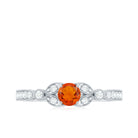 Minimal Fire Opal and Diamond Promise Ring AAA - Rosec Jewels