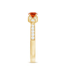 Minimal Fire Opal and Diamond Promise Ring AAA - Rosec Jewels