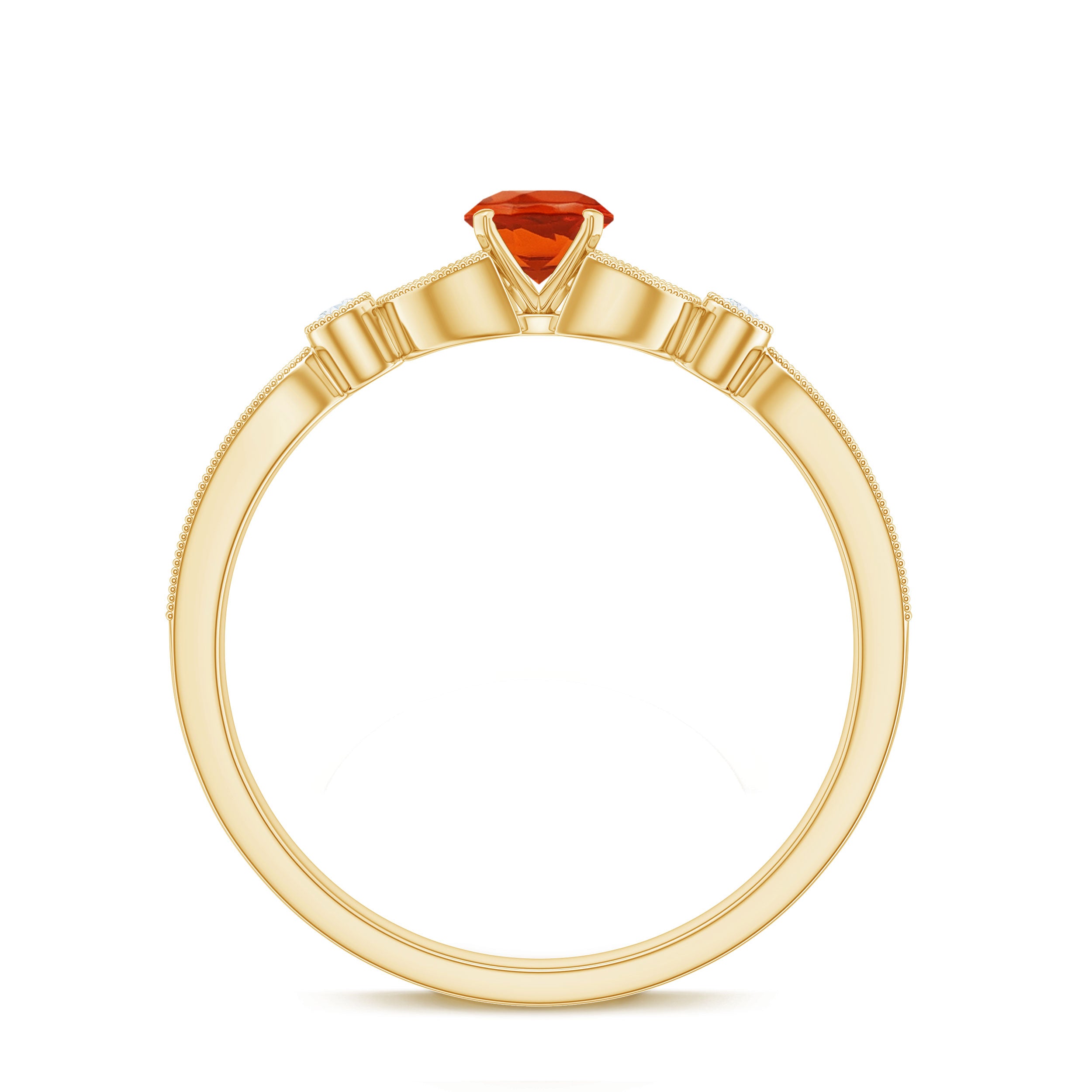 Minimal Fire Opal and Diamond Promise Ring AAA - Rosec Jewels