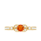Minimal Fire Opal and Diamond Promise Ring AAA - Rosec Jewels