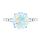 Natural 8mm Ethiopian Rainbow Opal Diamond Engagement Ring with Certificate AAA - Rosec Jewels