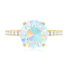 Natural 8mm Ethiopian Rainbow Opal Diamond Engagement Ring with Certificate AAA - Rosec Jewels