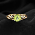 Antique Inspired 2 Carat Peridot Engagement Ring with Diamond AAA - Rosec Jewels