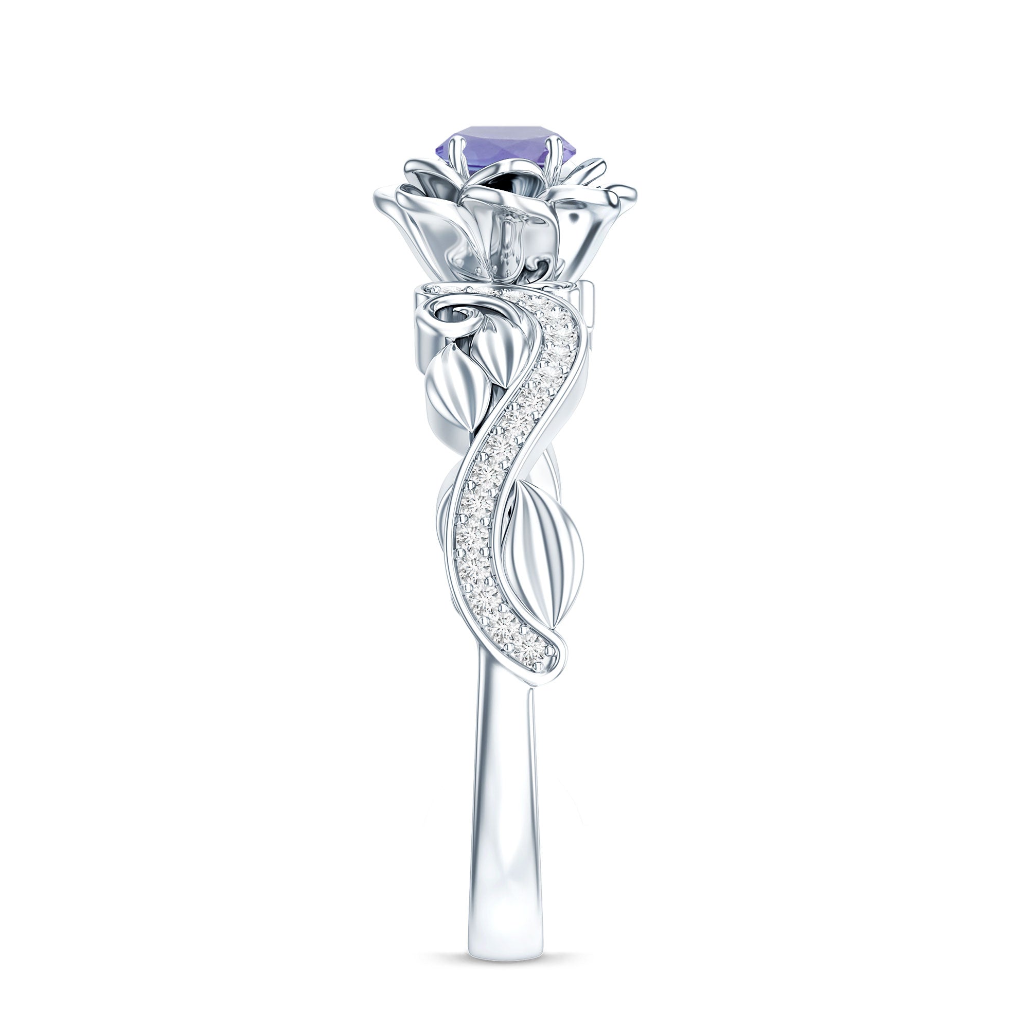 Rosec Jewels-Nature Inspired Tanzanite Engagement Ring with Diamond