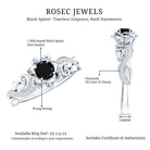 Real Black Spinel Blooming Flower Engagement Ring with Diamond AAA - Rosec Jewels