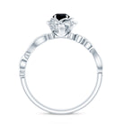 Real Black Spinel Blooming Flower Engagement Ring with Diamond AAA - Rosec Jewels