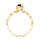Real Black Spinel Blooming Flower Engagement Ring with Diamond AAA - Rosec Jewels