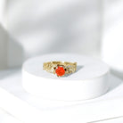 Rosec Jewels-Nature Inspired Fire Opal and Diamond Engagement Ring with Certificate