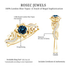 5mm Round Shape London Blue Topaz Nature Inspired Engagement Ring with Diamond AAA - Rosec Jewels