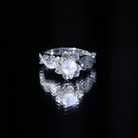 Natural Moonstone Rose Flower Engagement Ring With Diamond AAA - Rosec Jewels