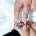 Natural Moonstone Rose Flower Engagement Ring With Diamond AAA - Rosec Jewels