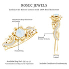 Natural Moonstone Rose Flower Engagement Ring With Diamond AAA - Rosec Jewels