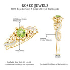 Genuine Peridot and Diamond Flower Inspired Engagement Ring AAA - Rosec Jewels