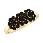 Certified Black Onyx Flower Engagement Ring AAA - Rosec Jewels