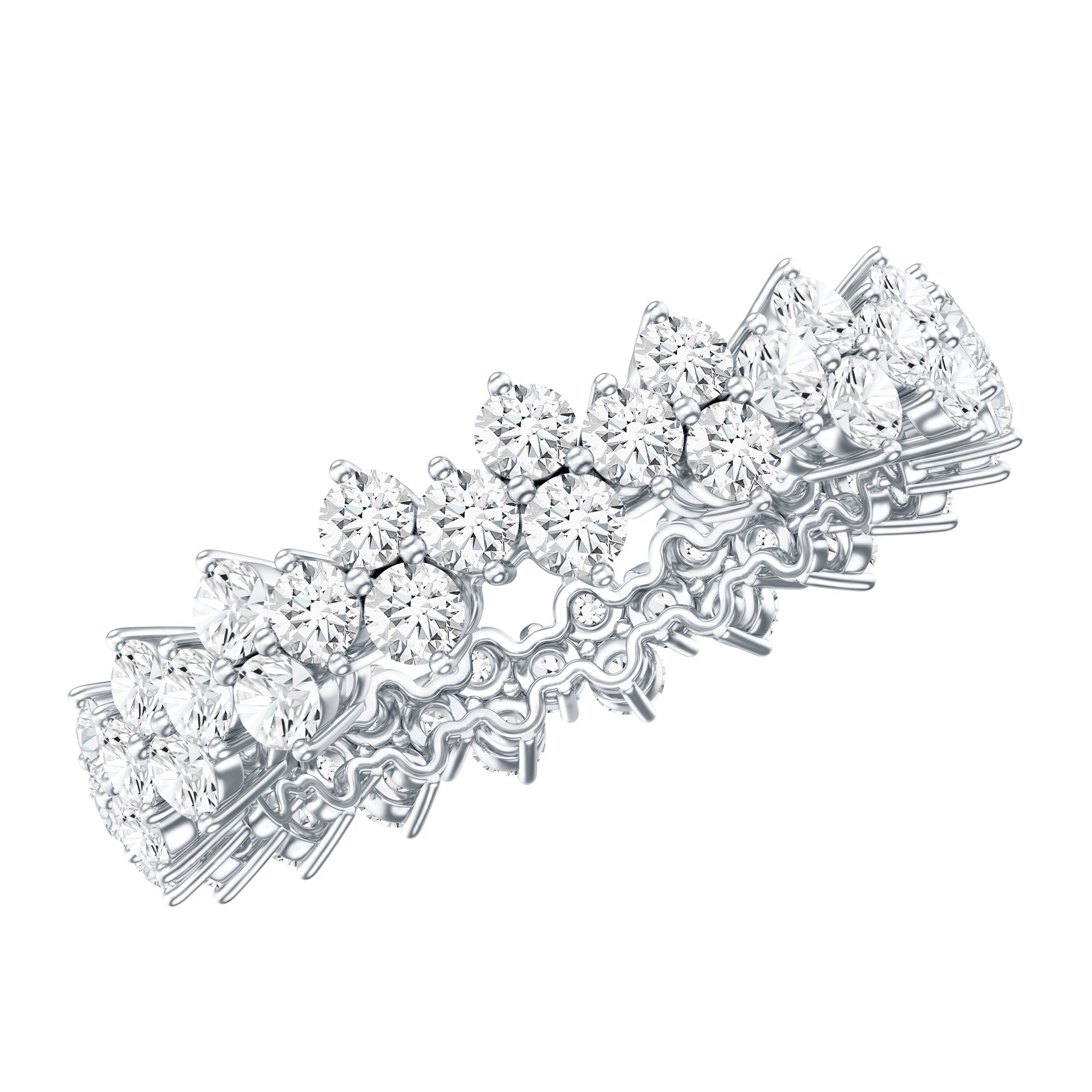 Cluster Wedding Band for Women with Moissanite D-VS1 - Rosec Jewels