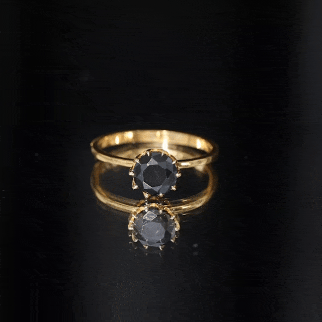 Natural 2.68 Carat Black Spinel Solitaire Engagement Ring AAA - Rosec Jewels