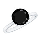 Natural 2.68 Carat Black Spinel Solitaire Engagement Ring AAA - Rosec Jewels