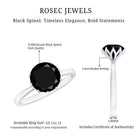 Natural 2.68 Carat Black Spinel Solitaire Engagement Ring AAA - Rosec Jewels