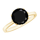Natural 2.68 Carat Black Spinel Solitaire Engagement Ring AAA - Rosec Jewels