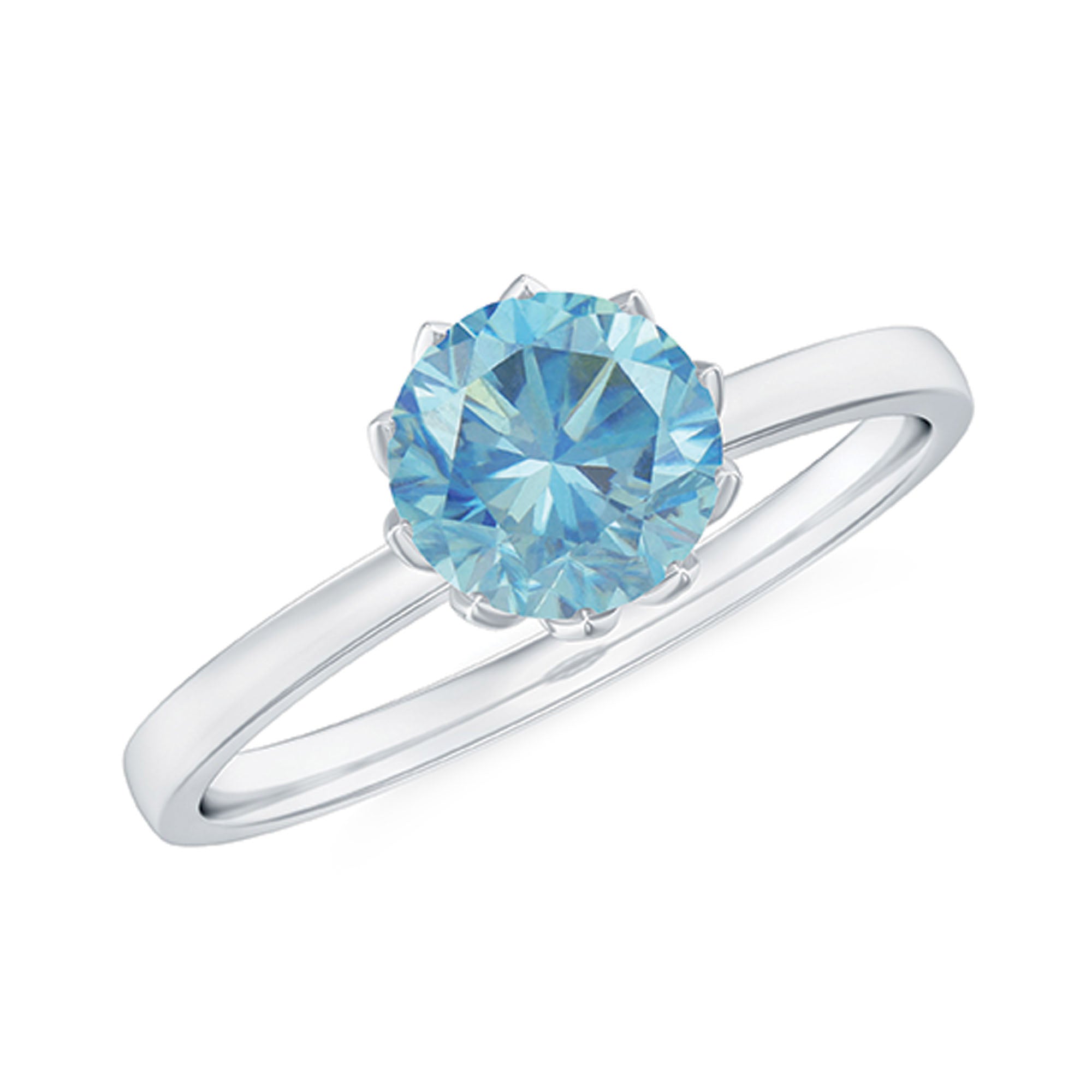 6MM Round Cut Aquamarine Solitaire Engagement Ring AAA - Rosec Jewels