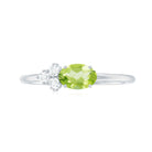 3/4 CT Oval Cut Peridot Promise Ring with Diamond Trio Peridot - ( AAA ) - Quality - Rosec Jewels