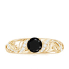 Rosec Jewels-Vintage Looking Black Spinel Engagement Ring with Diamond
